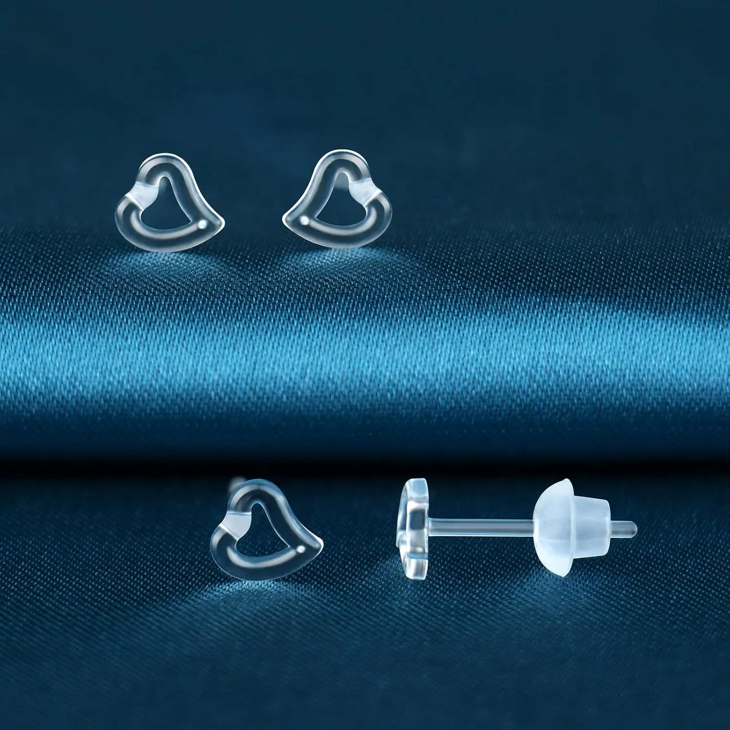 6 Pairs Invisible Plastic Post Earrings For Sensitive Ears - Clear, Sports & Work
