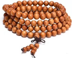 6mm 8mm 10mm 108 Prayer Beads Tibetan Buddhist Mala Bead Bracelet Natural Wood Beaded Prayer Bead for Men Women, Elastic Cord