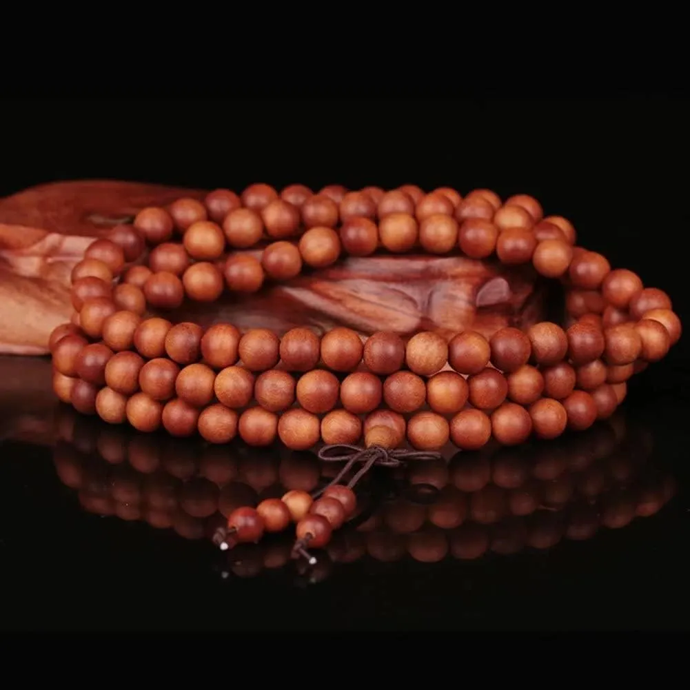 6mm 8mm 10mm 108 Prayer Beads Tibetan Buddhist Mala Bead Bracelet Natural Wood Beaded Prayer Bead for Men Women, Elastic Cord