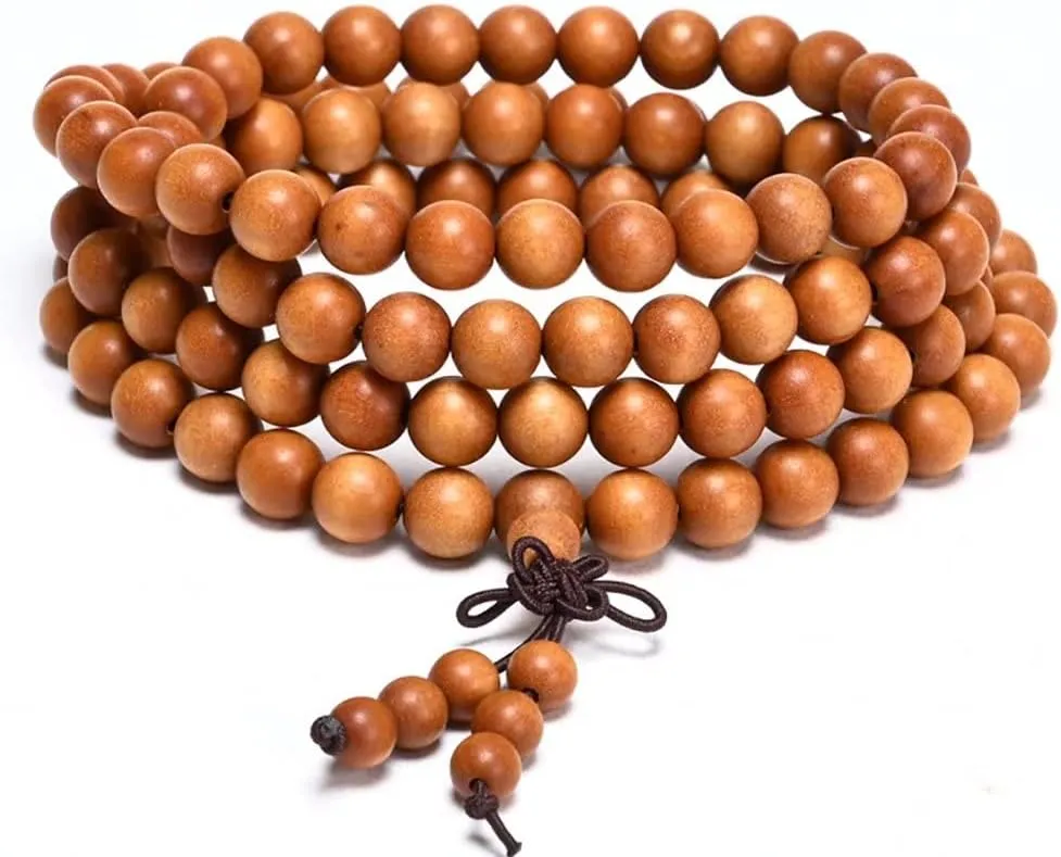 6mm 8mm 10mm 108 Prayer Beads Tibetan Buddhist Mala Bead Bracelet Natural Wood Beaded Prayer Bead for Men Women, Elastic Cord