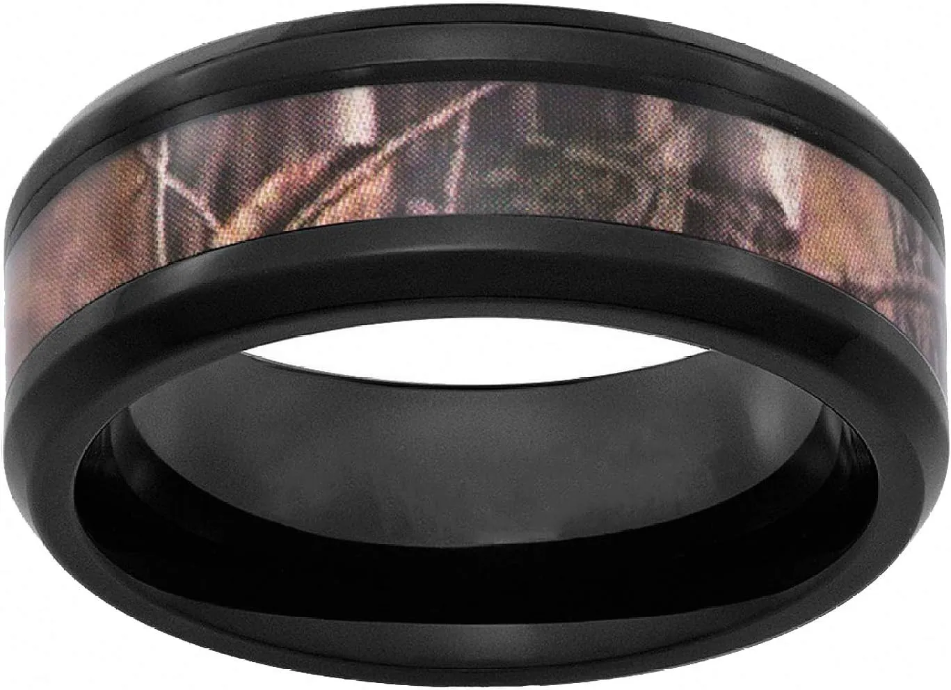6mm /8mm Black Tungsten Camo Wedding Rings for Men & Women Hunting Camouflage Inlay Engagement Couples Jewelry Band Beveled Edges Comfort Fit