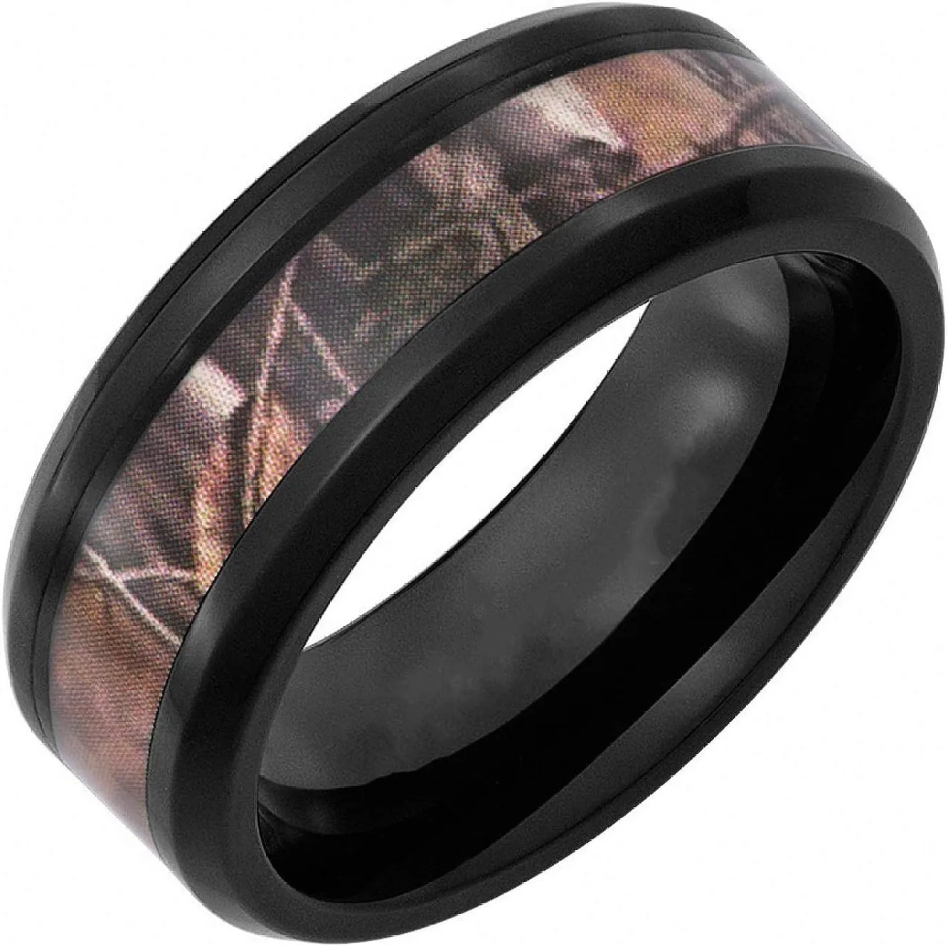 6mm /8mm Black Tungsten Camo Wedding Rings for Men & Women Hunting Camouflage Inlay Engagement Couples Jewelry Band Beveled Edges Comfort Fit