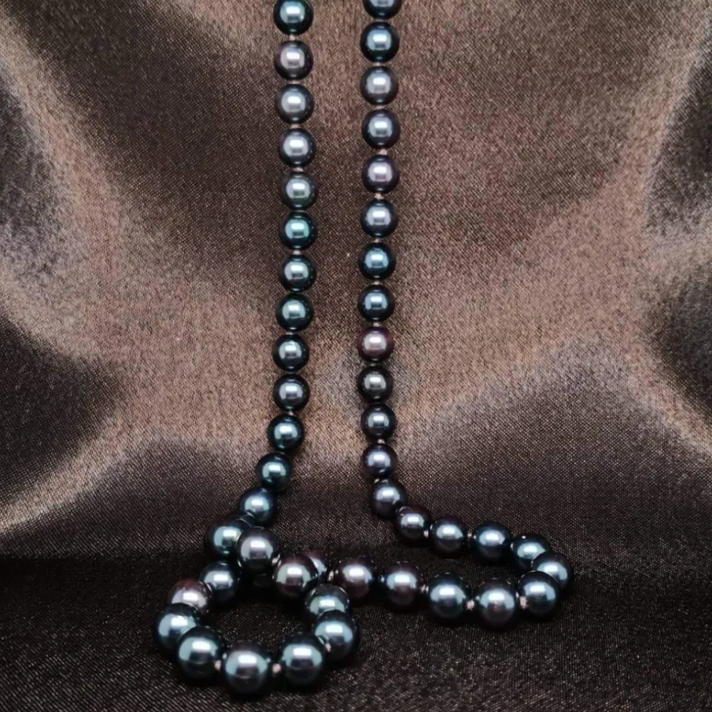 6mm Black Akoya Pearls 14kt White Gold filigree Clasp