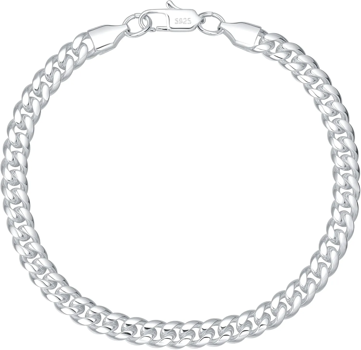 6mm Silver Miami Cuban Link Bracelet 316L Stainless Steel 925 Sterling Silver Filled Thick Non Tarnish Hip Hop Fashion Jewelry for Men Women with Gift Box