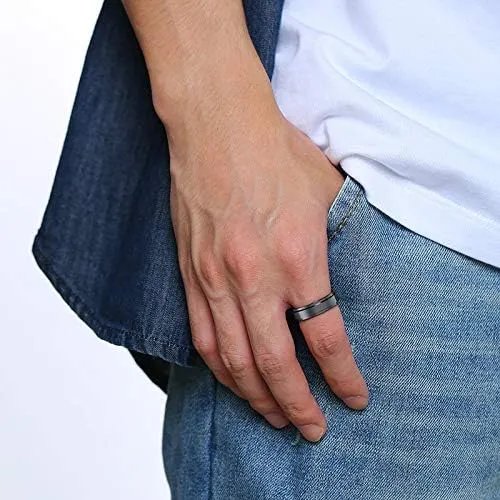 6mm/8mm Titanium Steel Black/Silver Fidget Ring Stainless Steel Spinner Rings Stress Relieving Anxiety Ring Engagement Wedding Promise Band for Women Men Size 6-13