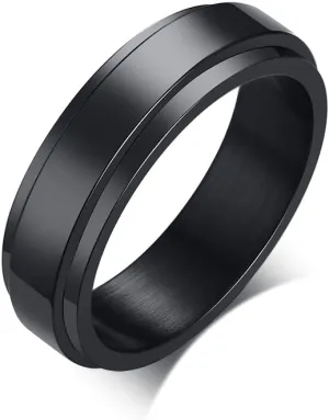 6mm/8mm Titanium Steel Black/Silver Fidget Ring Stainless Steel Spinner Rings Stress Relieving Anxiety Ring Engagement Wedding Promise Band for Women Men Size 6-13