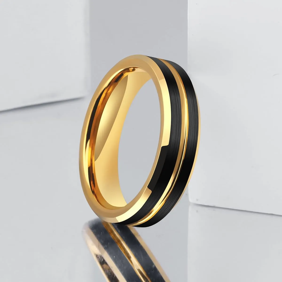 6mm/8mm Tungsten Carbide Wedding Band for Men Women Two Tone/Grooved Center Design Rings Comfort Fit Size 5-14.5