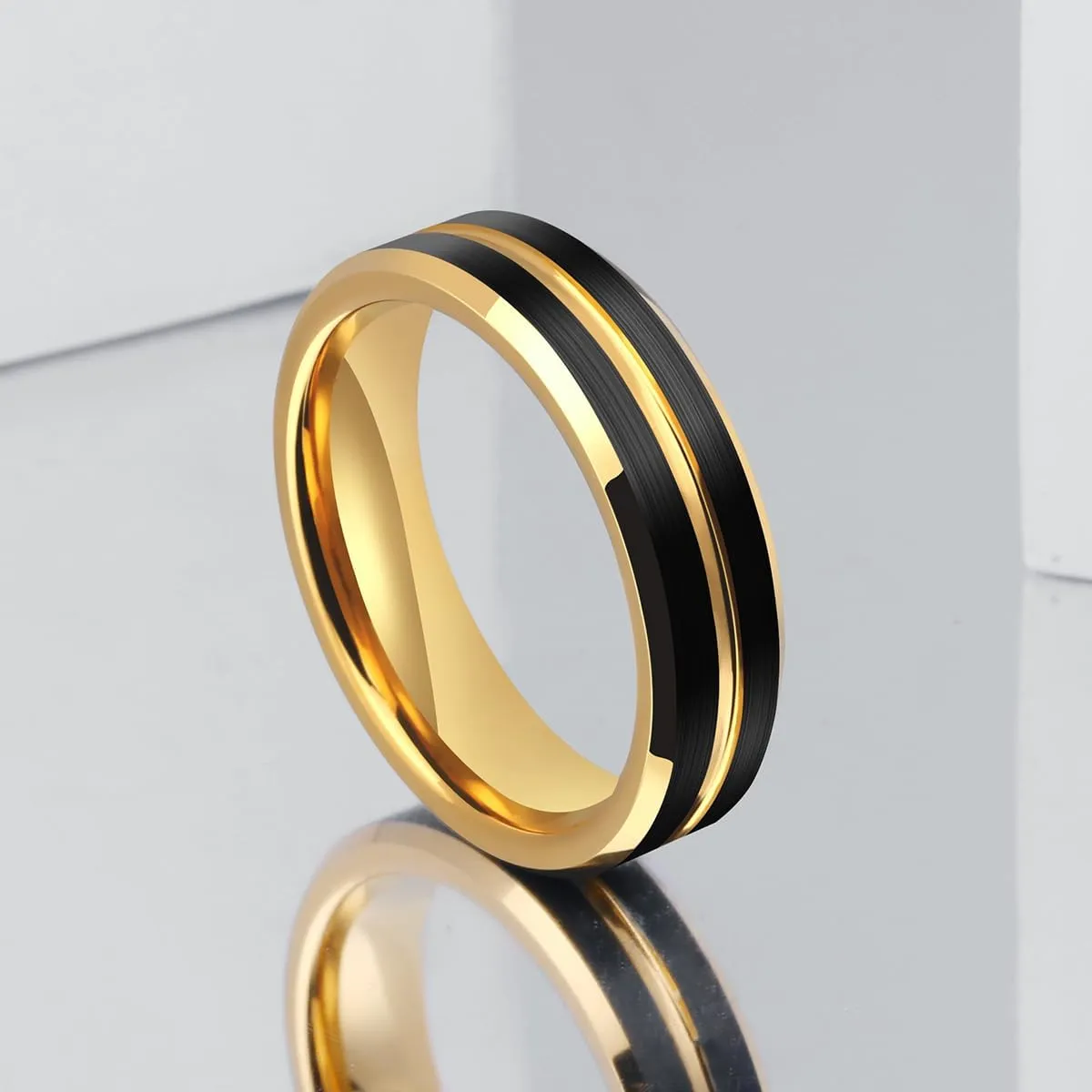 6mm/8mm Tungsten Carbide Wedding Band for Men Women Two Tone/Grooved Center Design Rings Comfort Fit Size 5-14.5