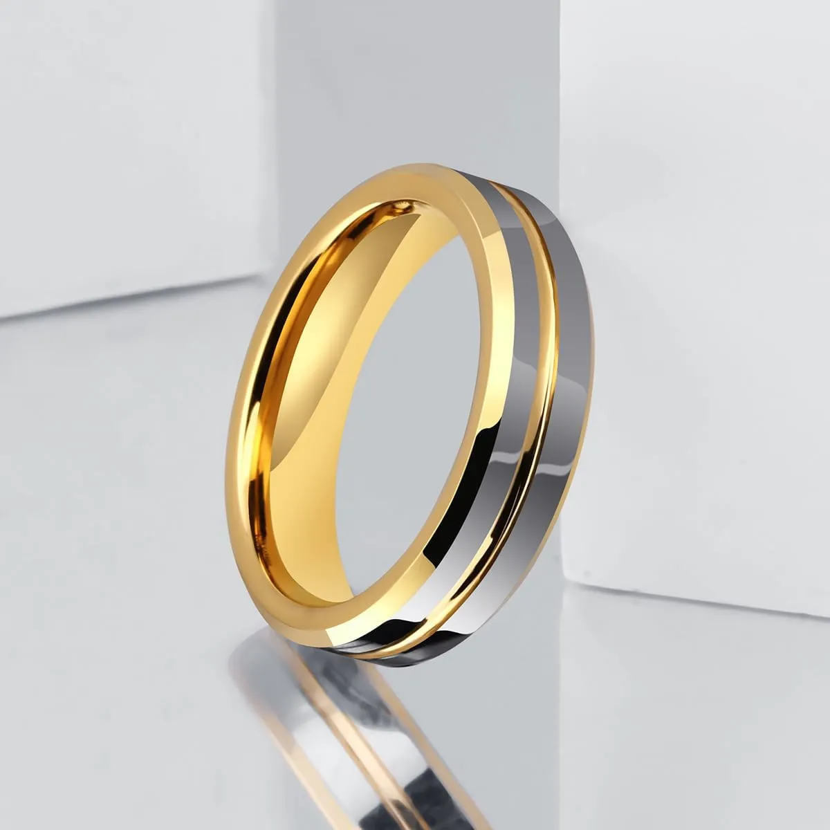 6mm/8mm Tungsten Carbide Wedding Band for Men Women Two Tone/Grooved Center Design Rings Comfort Fit Size 5-14.5