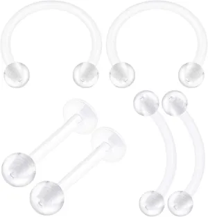 6PCS Bioplastic Clear Monroe Piercing Retainer 16 Gauge 3/8 10mm Ball Medusa Lobe Earrings Cartilage Jewelry 2500