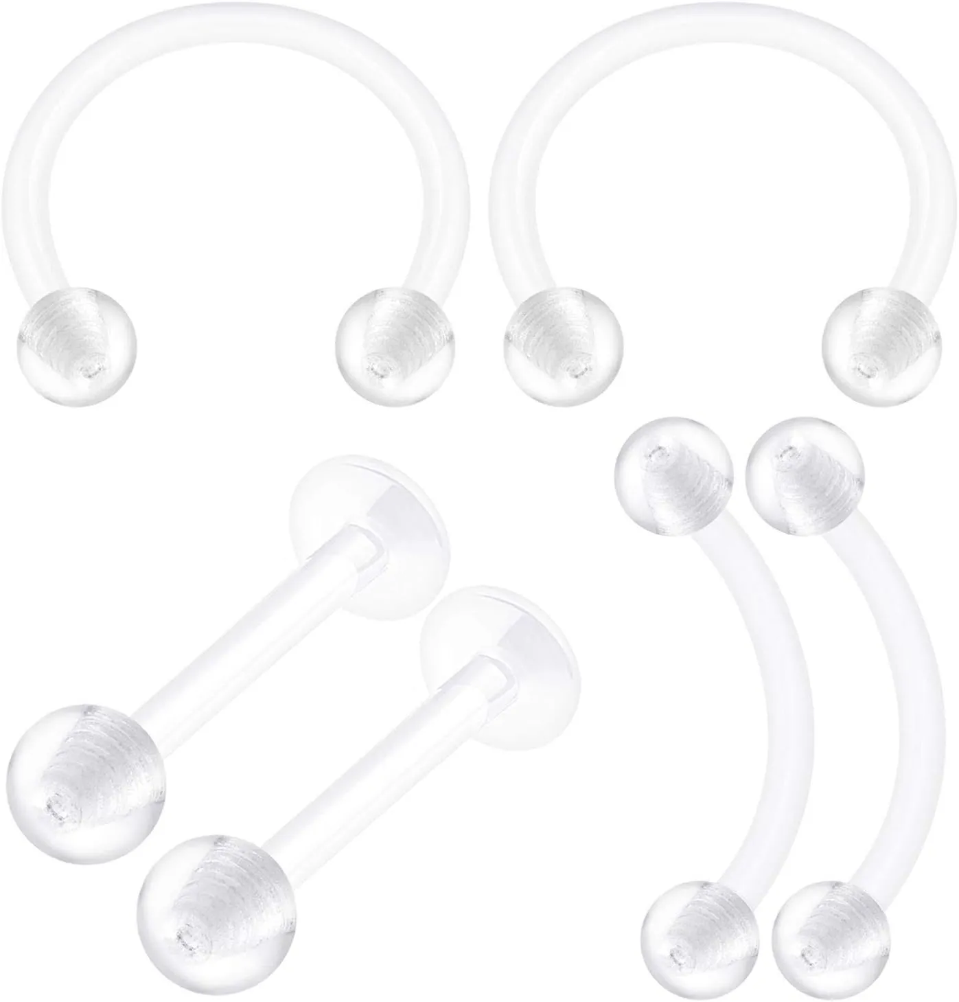 6PCS Bioplastic Clear Monroe Piercing Retainer 16 Gauge 3/8 10mm Ball Medusa Lobe Earrings Cartilage Jewelry 2500