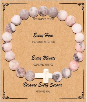 72ore Cross Bracelet Easter Gifts Easter Basket Stuffers for Women Jesus Bracelets Baptism Christian First Confirmation Communion Religious Gift for Women Jewellery