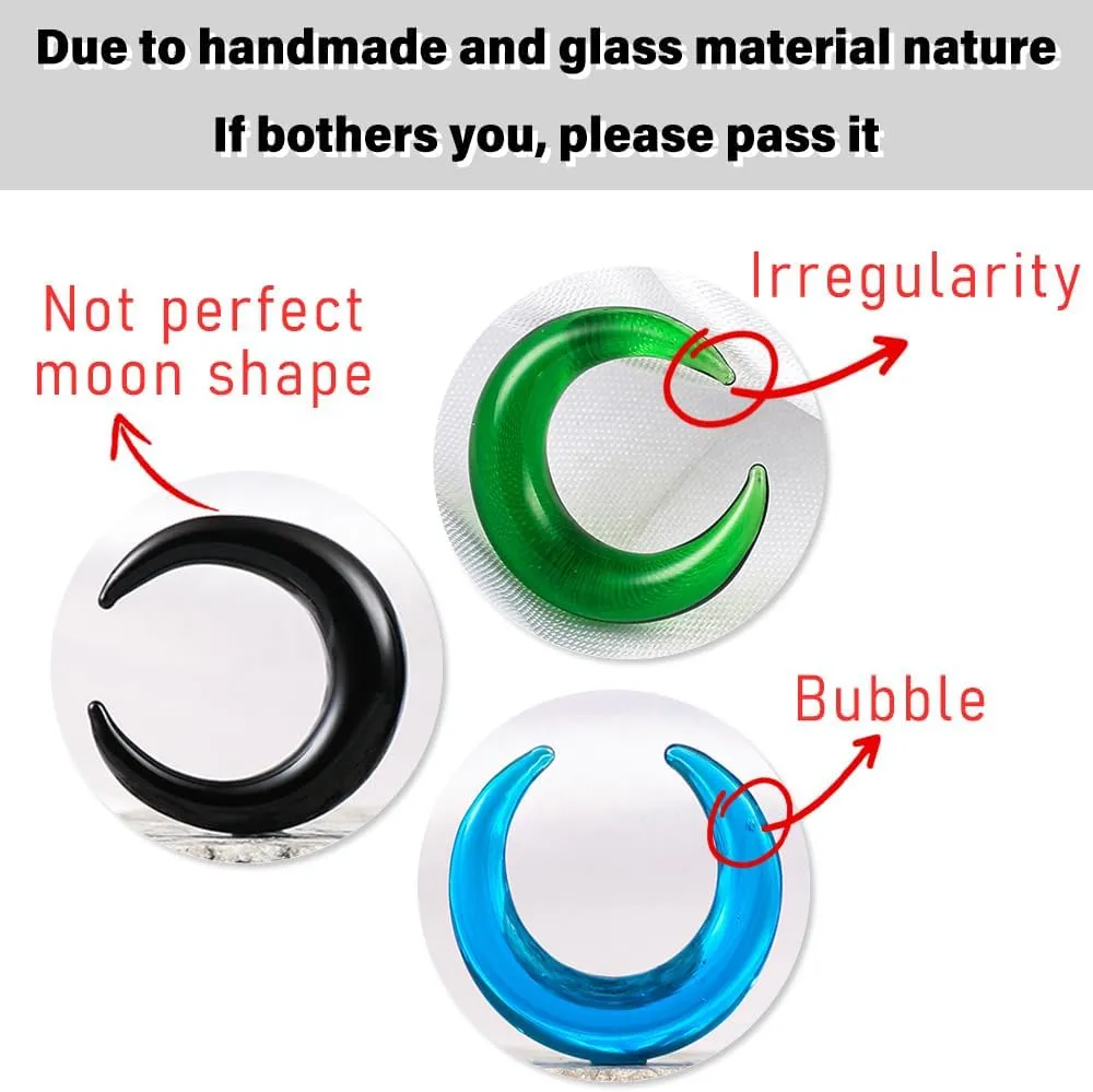 7Pcs Glass Septum Stretching Kit Set - C Shape Pincher Tapers with O-Rings, 14G to 2G, Buffalo Septum Retainers Rings for Nose & Ear Piercing Jewelry