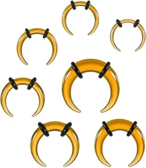 7Pcs Glass Septum Stretching Kit Set - C Shape Pincher Tapers with O-Rings, 14G to 2G, Buffalo Septum Retainers Rings for Nose & Ear Piercing Jewelry
