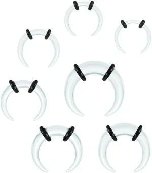 7Pcs Glass Septum Stretching Kit Set - C Shape Pincher Tapers with O-Rings, 14G to 2G, Buffalo Septum Retainers Rings for Nose & Ear Piercing Jewelry