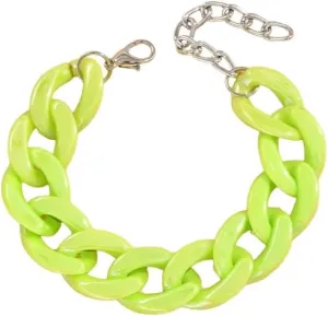 80s 90s Neon Chunky Link Acrylic Bracelets Sweet Macaron Candy Color Resin Link Bracelet for Women Colorful Summer Beach Party Y2k Jewelry