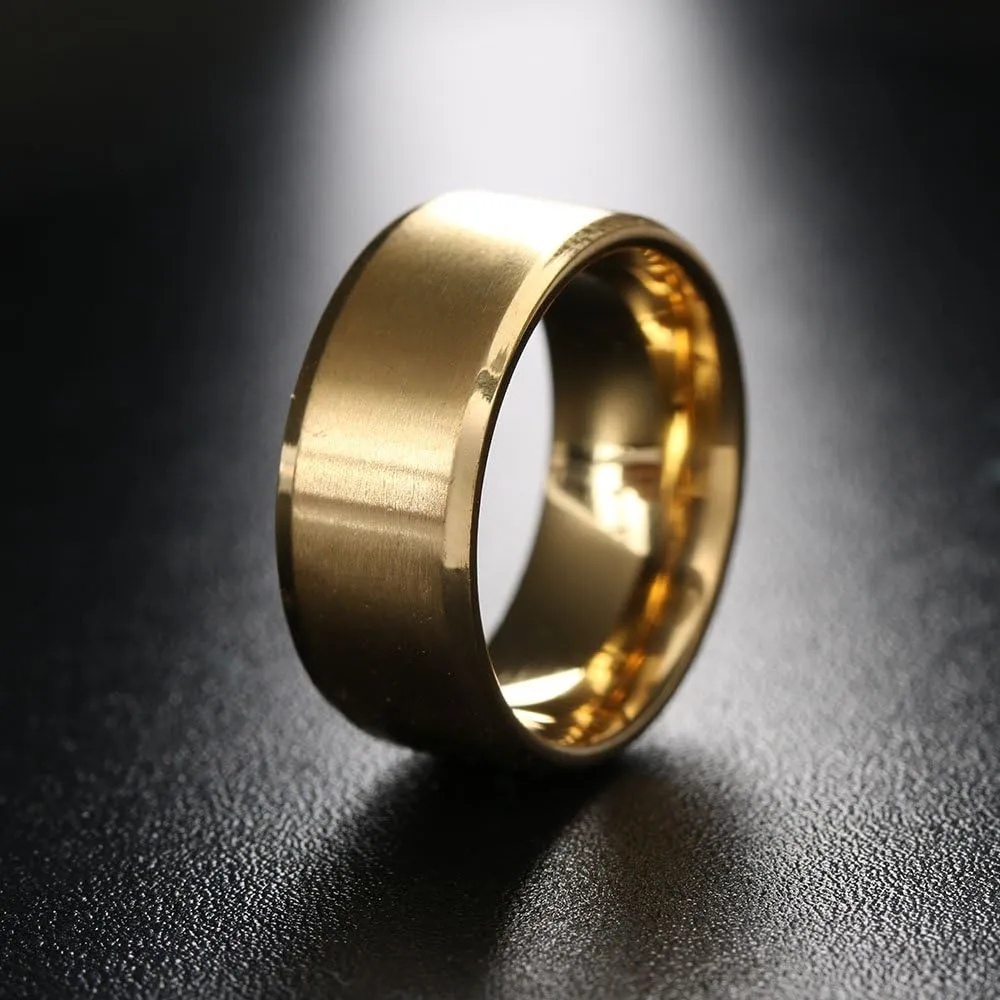 8mm Black Wedding Band For Men by Ginger Lyne | Wedding Ring for Women |Unisex Design Plain Bridal Band Stainless Steel Comfort Fit 8mm Width for Matching Couples Rings