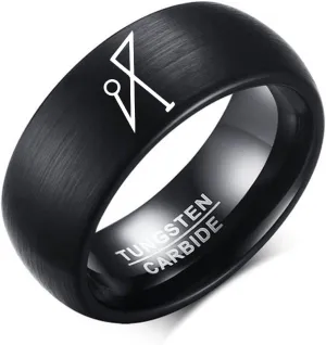 8MM Sigil of Archangel Michael Protection Courage Strength Tungsten Carbide Comfort Fit Ring Gift