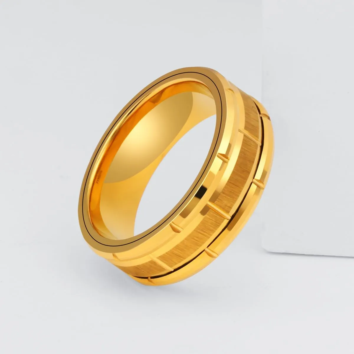 8mm Tungsten Rings For Men Women Gold/Silver Engraved Sand Blasted Finish Dome Edge Wedding Band Comfort Fit Size 5-14.5