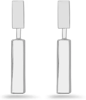 925 Solid Sterling Silver Dangling Tall Long Modern Bar Stud Earrings - Minimalist Simple Dangle Jewelry