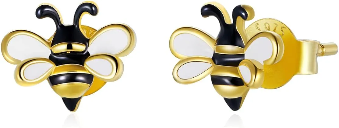 925 Sterling Silver Animal Stud Earrings Hypoallergenic for Girls Bee Cat Dog Paw Earrings Hypoallergenic Tiny Lightweight Earring for Women Girls