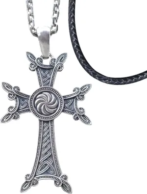 925 Sterling Silver Cross Necklace Armenian Apostolic Eternity Pendant