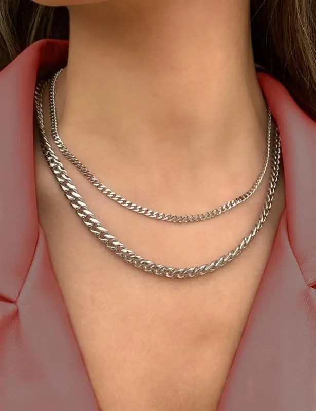 925 Sterling Silver Cuban Chain Lobster Clasp 7/8/10mm Silver/Gold Over Cuban Link Curb Chain Necklace for Men Women Diamond Cut 16-30 Inches