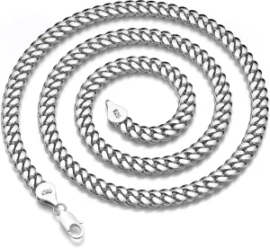 925 Sterling Silver Cuban Chain Lobster Clasp 7/8/10mm Silver/Gold Over Cuban Link Curb Chain Necklace for Men Women Diamond Cut 16-30 Inches