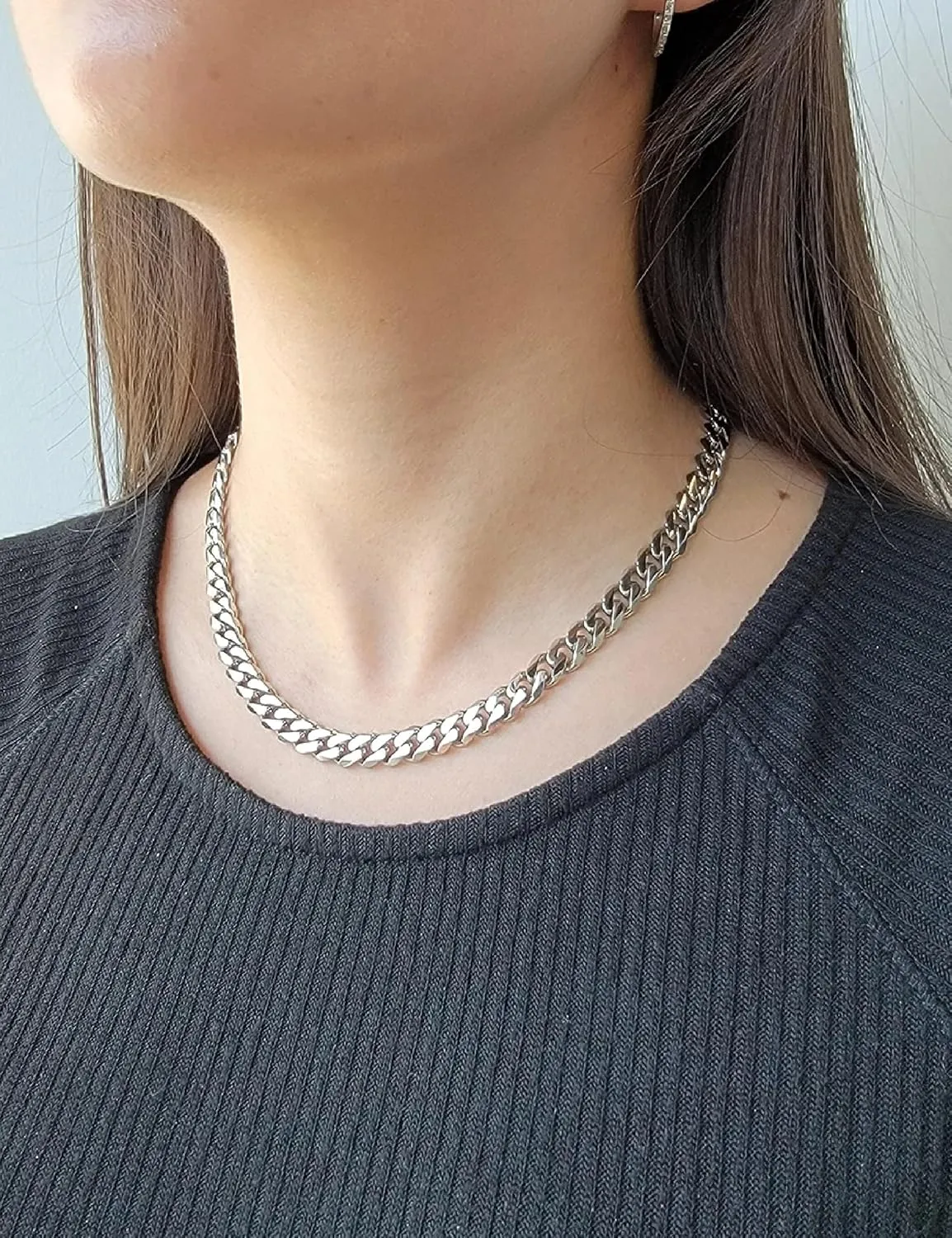 925 Sterling Silver Cuban Chain Lobster Clasp 7/8/10mm Silver/Gold Over Cuban Link Curb Chain Necklace for Men Women Diamond Cut 16-30 Inches