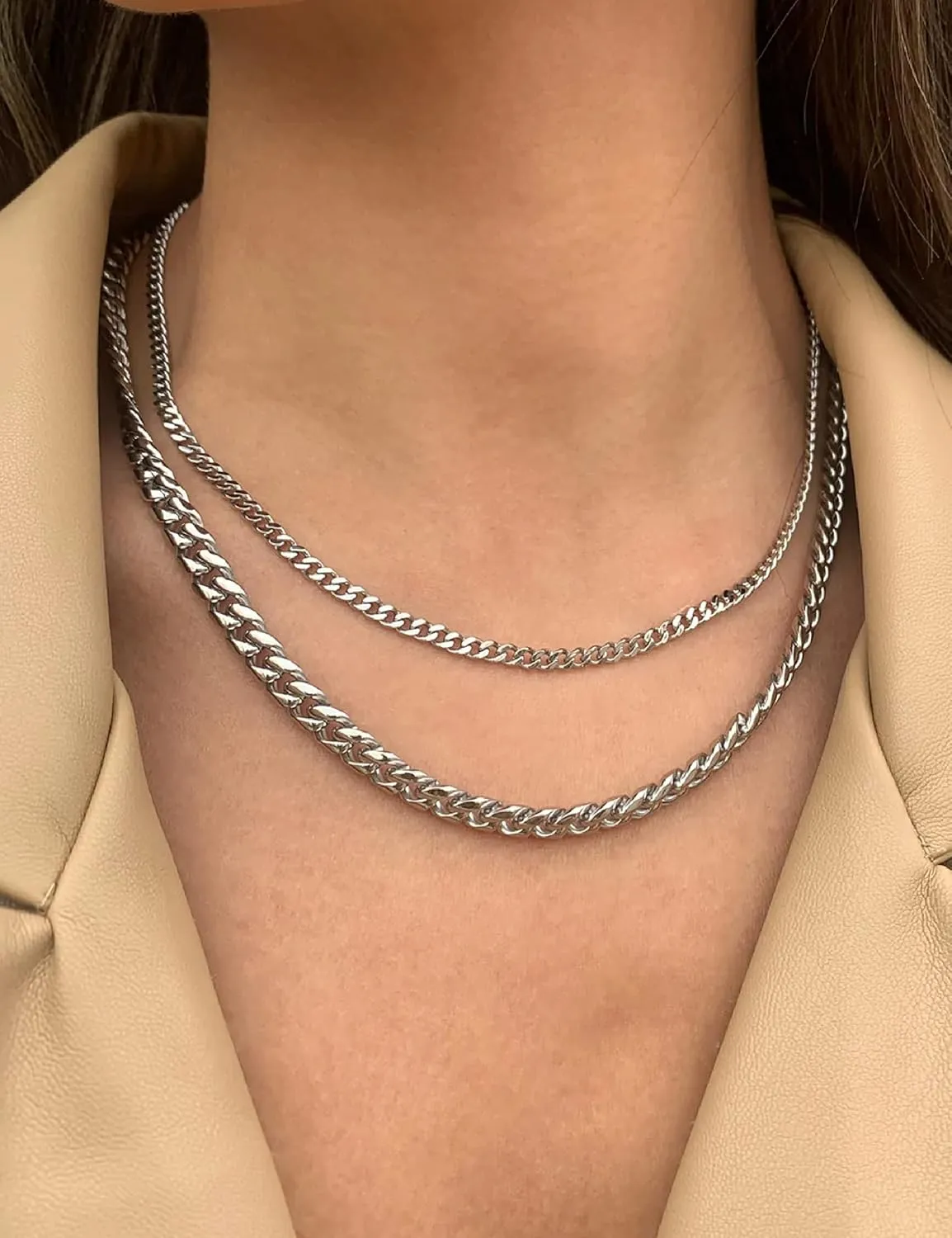 925 Sterling Silver Cuban Chain Lobster Clasp 7/8/10mm Silver/Gold Over Cuban Link Curb Chain Necklace for Men Women Diamond Cut 16-30 Inches