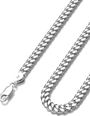 925 Sterling Silver Cuban Chain Lobster Clasp 7/8/10mm Silver/Gold Over Cuban Link Curb Chain Necklace for Men Women Diamond Cut 16-30 Inches