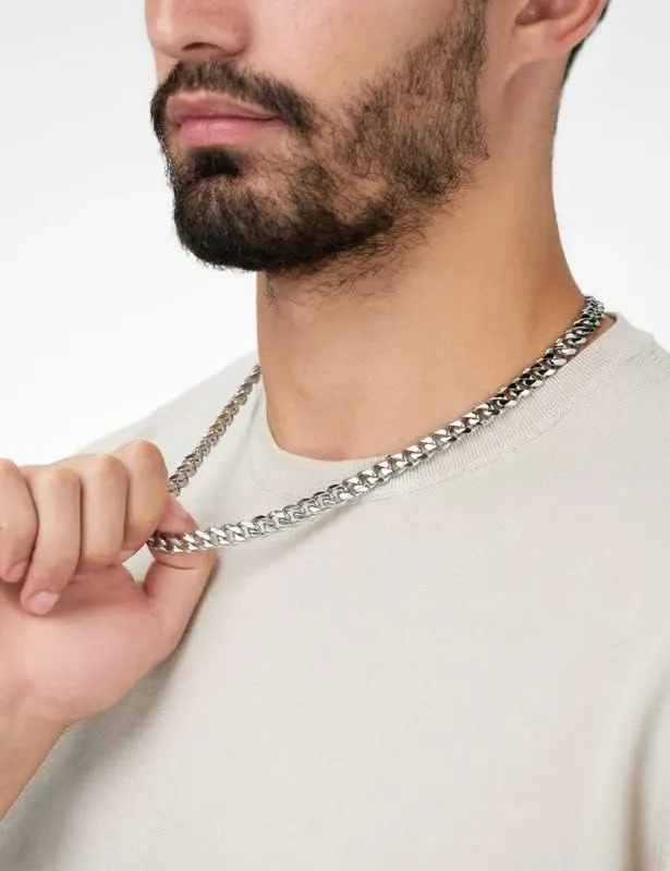 925 Sterling Silver Cuban Chain Lobster Clasp 7/8/10mm Silver/Gold Over Cuban Link Curb Chain Necklace for Men Women Diamond Cut 16-30 Inches