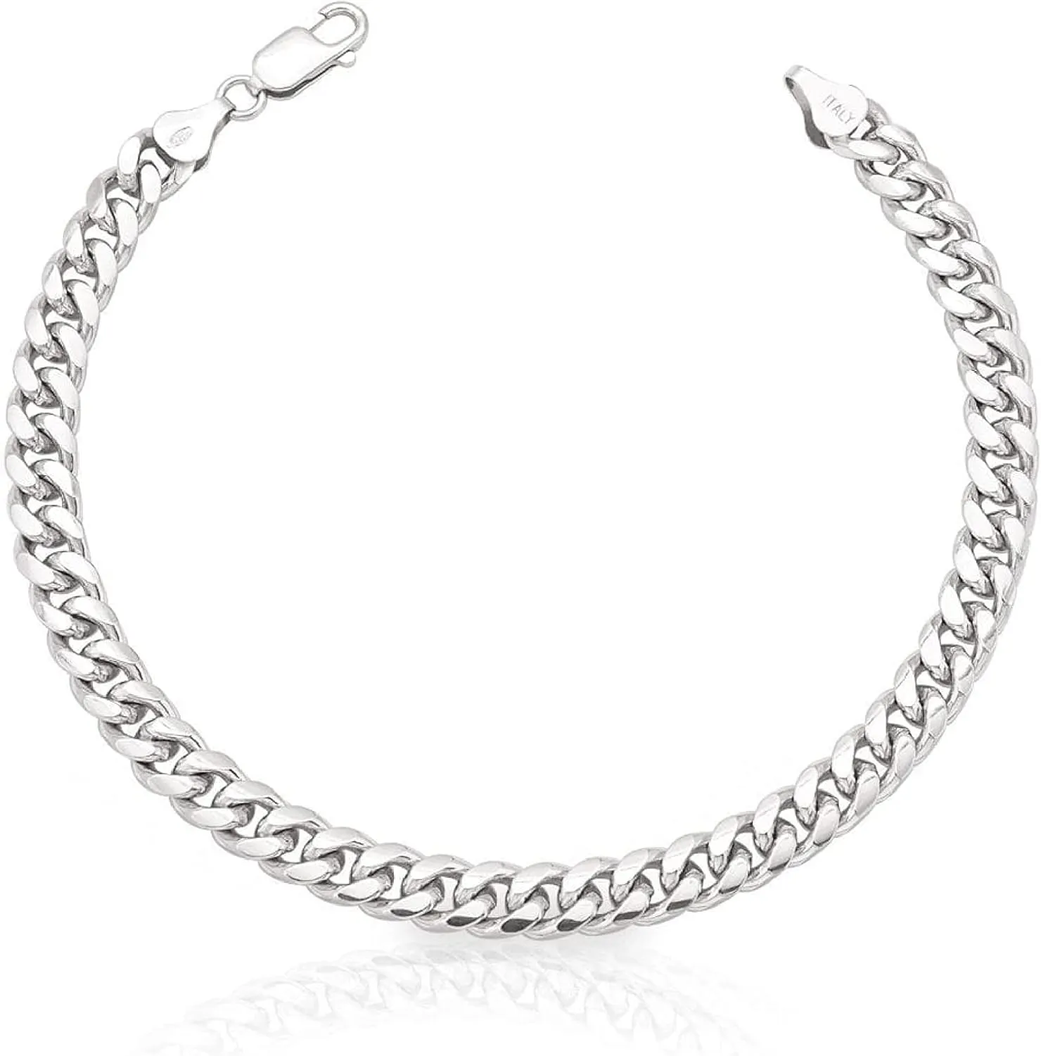 925 Sterling Silver Cuban Link Chain Bracelet 3mm 5mm 8mm Silver Bracelet for Men Women 6.5-9 Inches