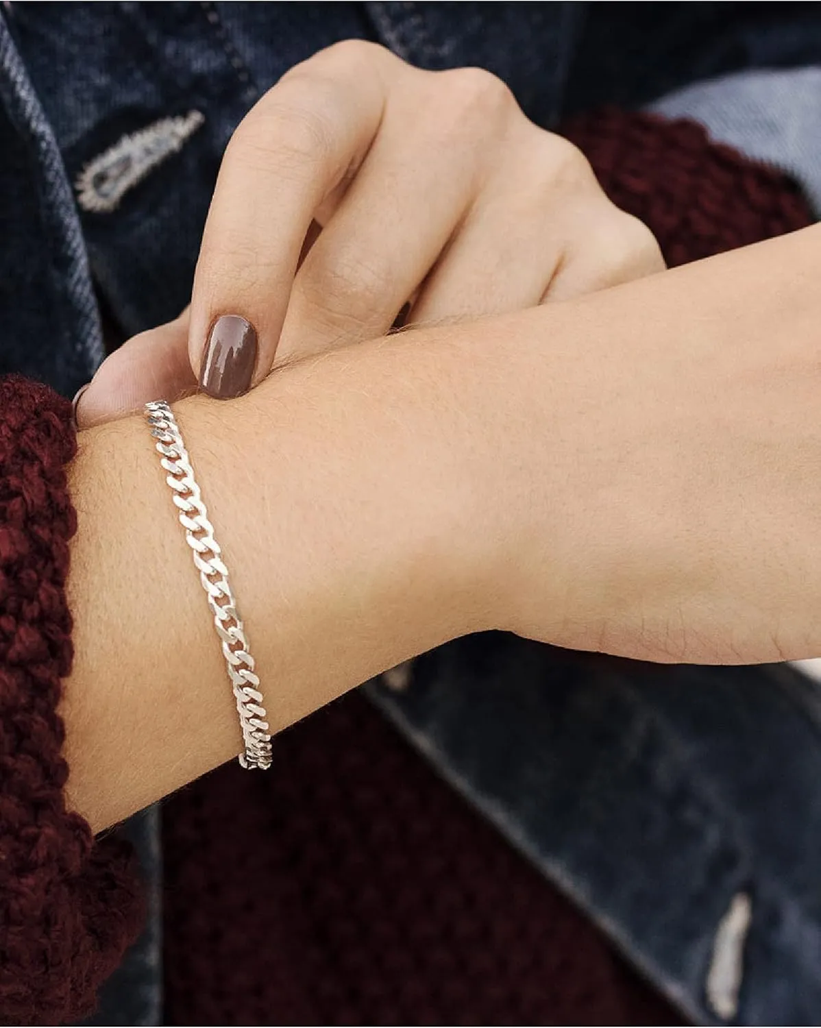 925 Sterling Silver Cuban Link Chain Bracelet 3mm 5mm 8mm Silver Bracelet for Men Women 6.5-9 Inches