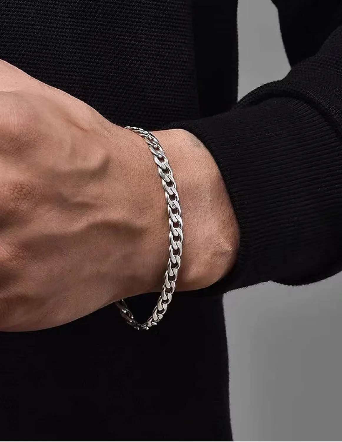 925 Sterling Silver Cuban Link Chain Bracelet 3mm 5mm 8mm Silver Bracelet for Men Women 6.5-9 Inches