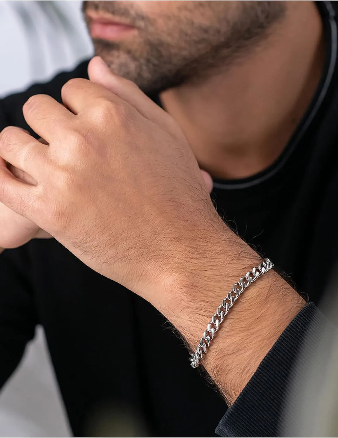 925 Sterling Silver Cuban Link Chain Bracelet 3mm 5mm 8mm Silver Bracelet for Men Women 6.5-9 Inches