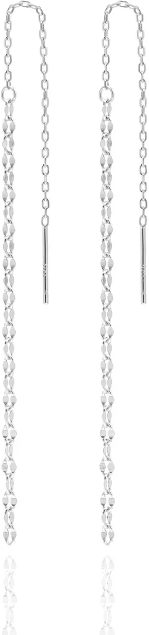 925 Sterling Silver Dangle Earrings for Women Plated 14K Gold Kiss Chain Tassel Earrings Long Drop Threader Fringe Earrings