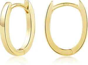 925 Sterling Silver Earrings Small Chunky Silver Earrings for Women Trendy 14K Gold Plated Hypoallergenic Cute Thick Huggie Hoops Earing Jewelry for Women Gifts