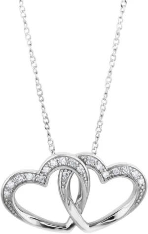 .925 Sterling Silver Interlocked Diamond Heart Pendant Necklace 1/10 Cttw (I-J Color, I3 Clarity), 18 inch, by Brilliant Expressions
