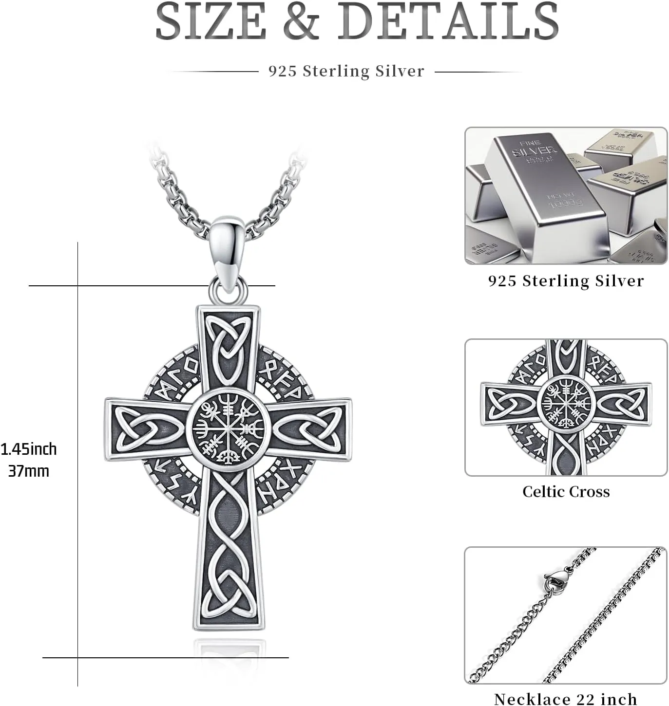 925 Sterling Silver Patron Saint Medal Amulet Pendant Necklace Protection Catholic Faith Jewelry Gifts for Men Women