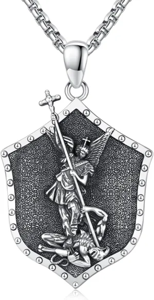 925 Sterling Silver Patron Saint Medal Amulet Pendant Necklace Protection Catholic Faith Jewelry Gifts for Men Women