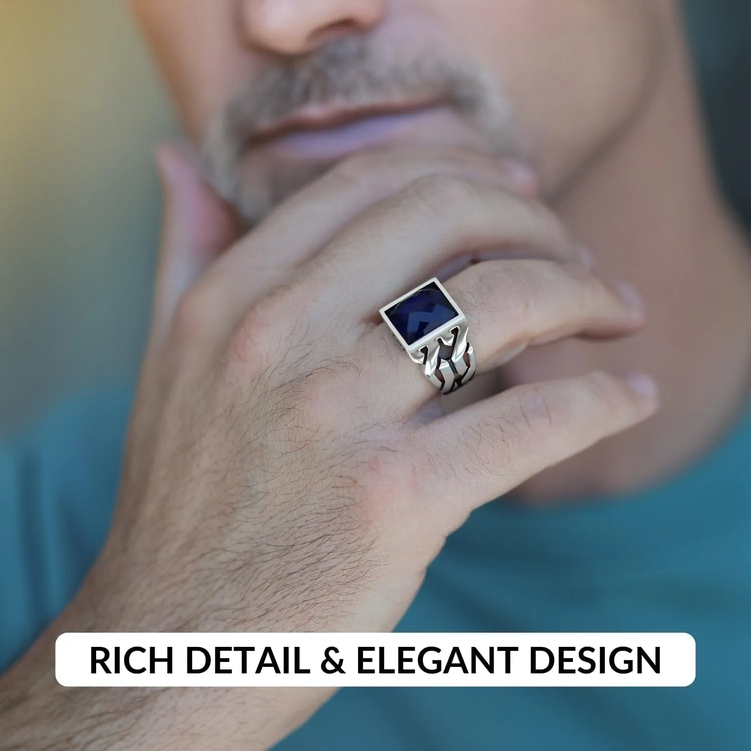 925 Sterling Silver Rings for Men - Mens Sterling Silver Ring with Onyx, Turquoise or CZ Stone options, Anillos Para Hombre