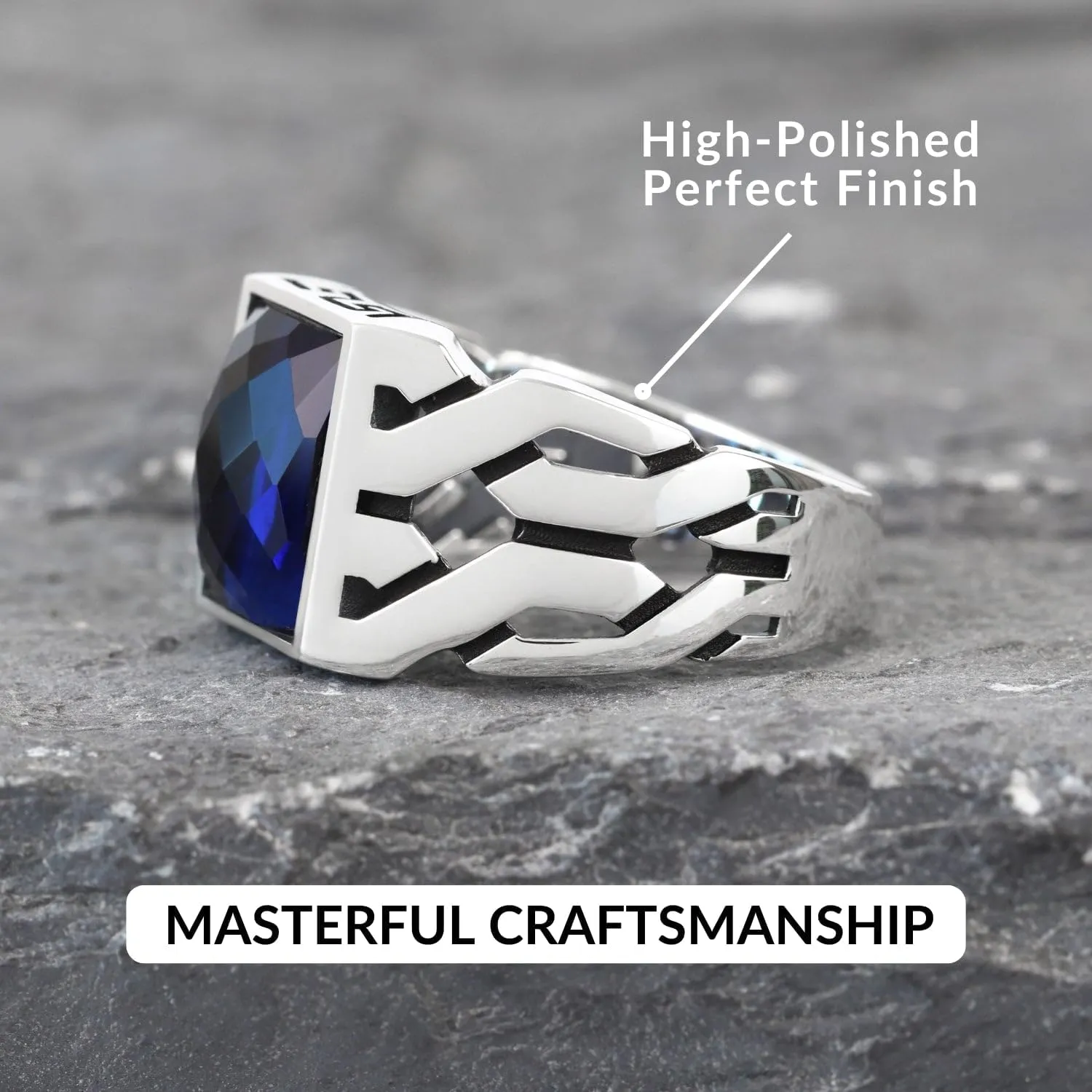 925 Sterling Silver Rings for Men - Mens Sterling Silver Ring with Onyx, Turquoise or CZ Stone options, Anillos Para Hombre