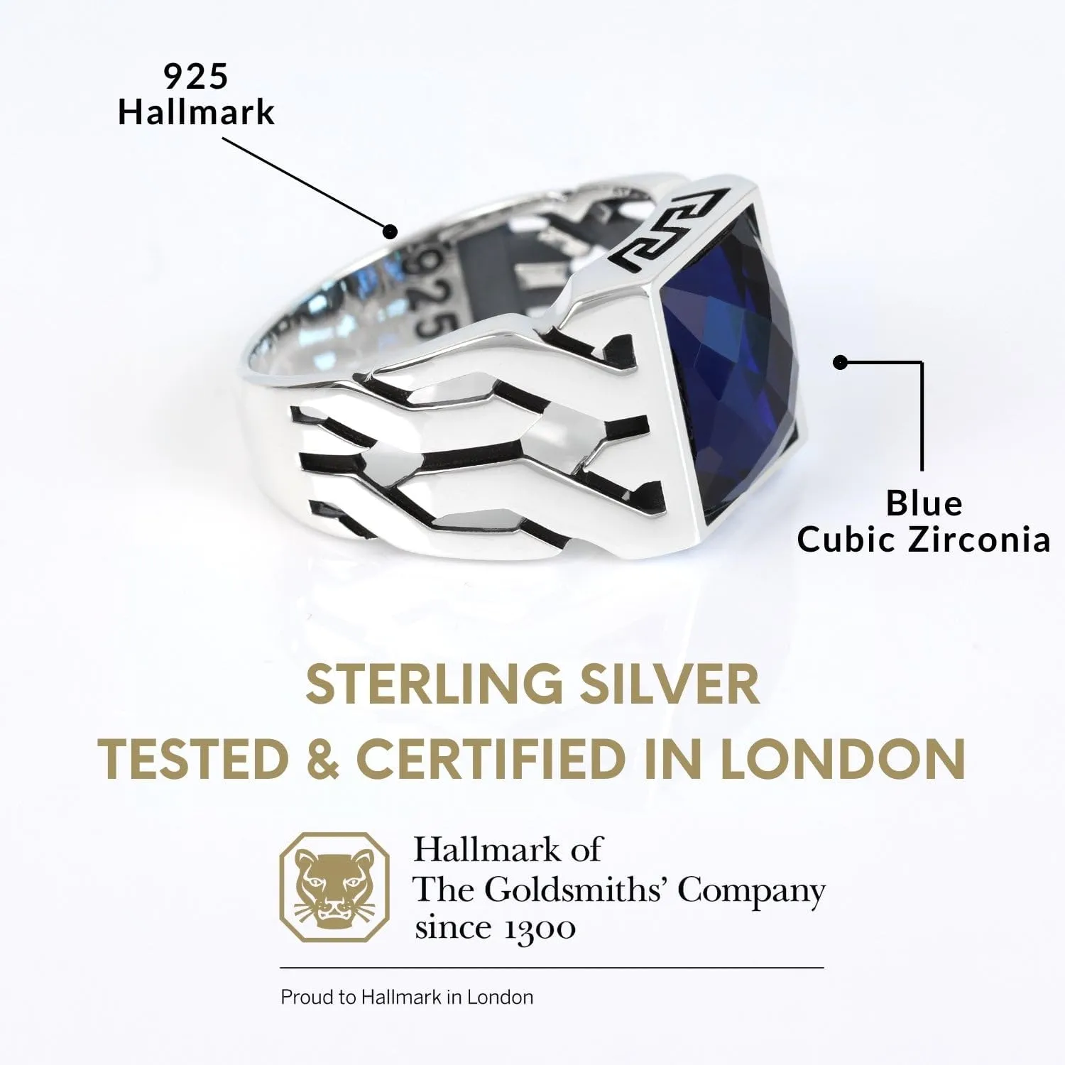 925 Sterling Silver Rings for Men - Mens Sterling Silver Ring with Onyx, Turquoise or CZ Stone options, Anillos Para Hombre