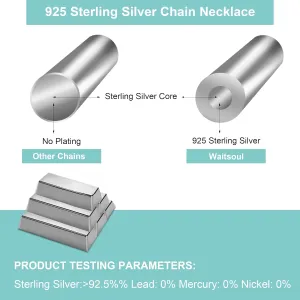 925 Sterling Silver Rope Chain Lobster Clasp 2.5mm Silver Chain for Men Women Silver Necklace Chain 16-30 Inches