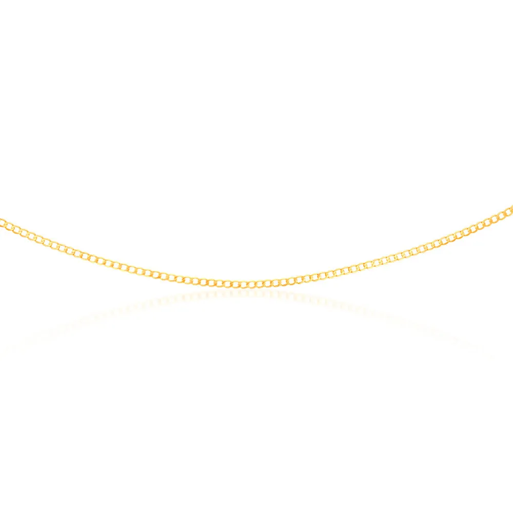 9ct Yellow Gold Superflat Light Curb 65 Gauge 45cm Chain