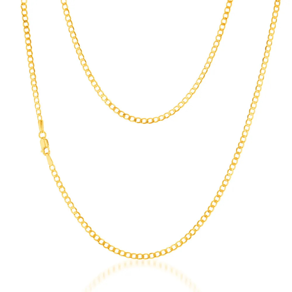 9ct Yellow Gold Superflat Light Curb 65 Gauge 45cm Chain