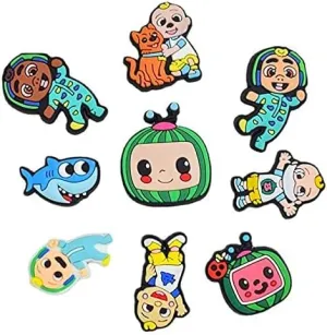 9PCS Shoes Charms for Clogs Pins Bag Accessories PVC Shoes Decoration Cute Cartoon Charms for Kids Teens