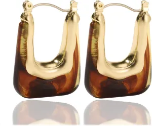 Acrylic Hoop Earrings Colour Resin Earrings Geometric Acrylic Minimalist Clear Chunky Hoops Earrings for Women