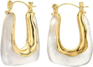 Acrylic Hoop Earrings Geometric Resin Minimalist Statement Clear Gold Chunky Pearl Hoops Earrings for Women